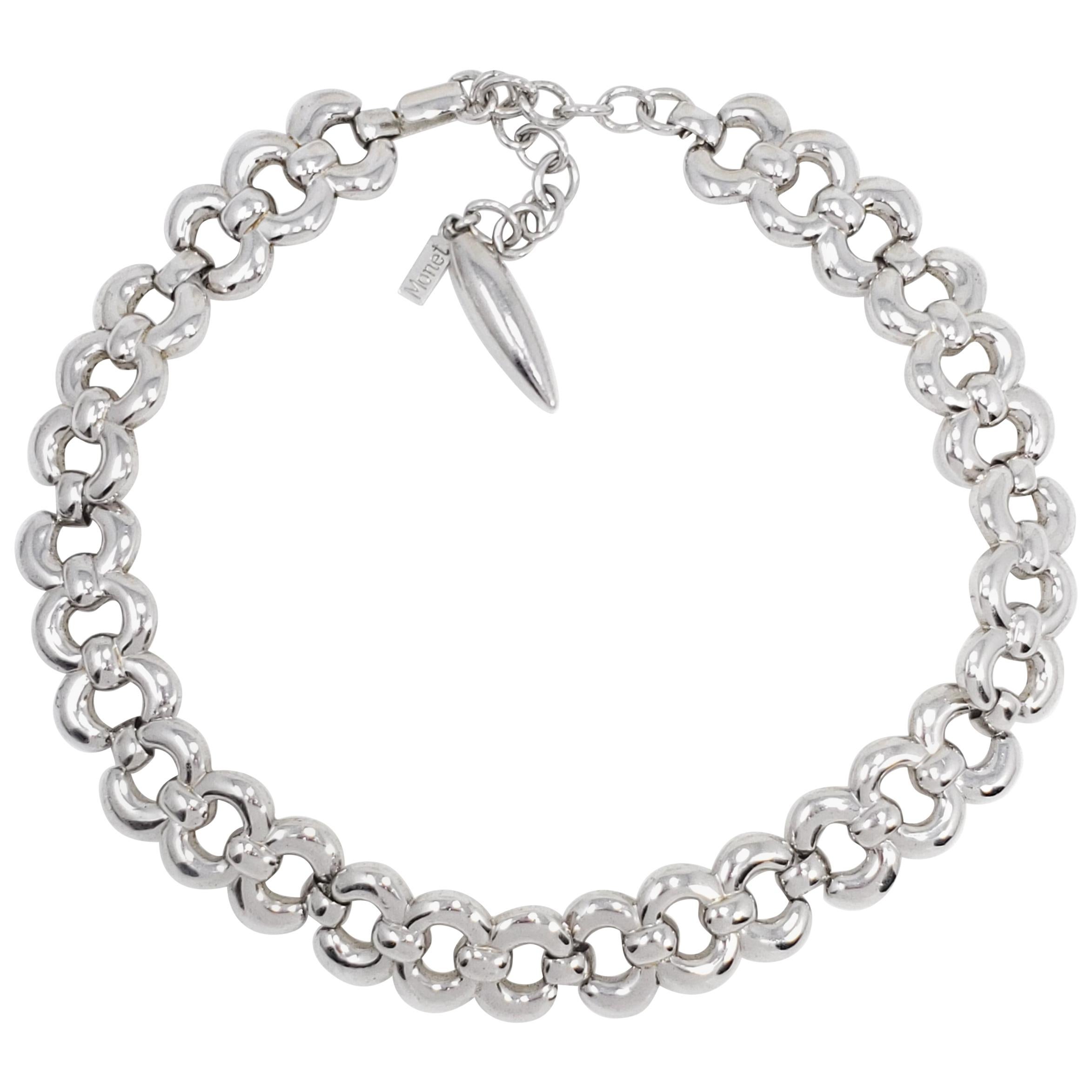 Napier Vintage Silver Chunky Link Necklace For Sale