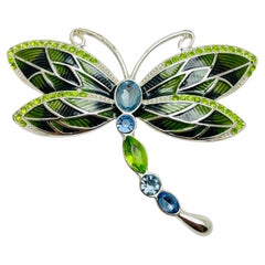 NAPIER broche libélula vintage de plata esmaltada con brillantitos