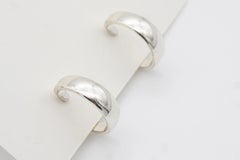 Napier Vintage Small Circle Round Hoop Huggie Modernist Silver Clip On Earrings