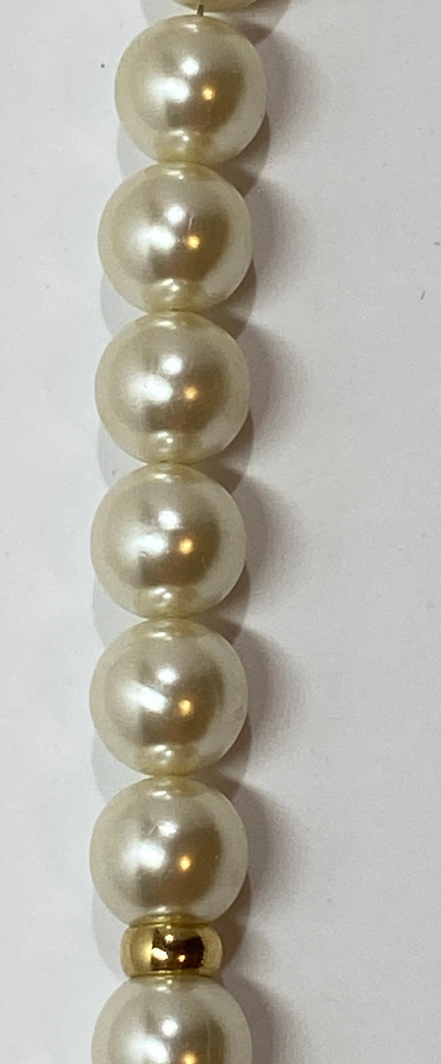Women's or Men's Napier Wonderfully Elegant Pearl with Polished Gold Hardware Chain-Link Necklace For Sale