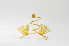 Napkin holder brass and bamboo handle vienna around 1960s