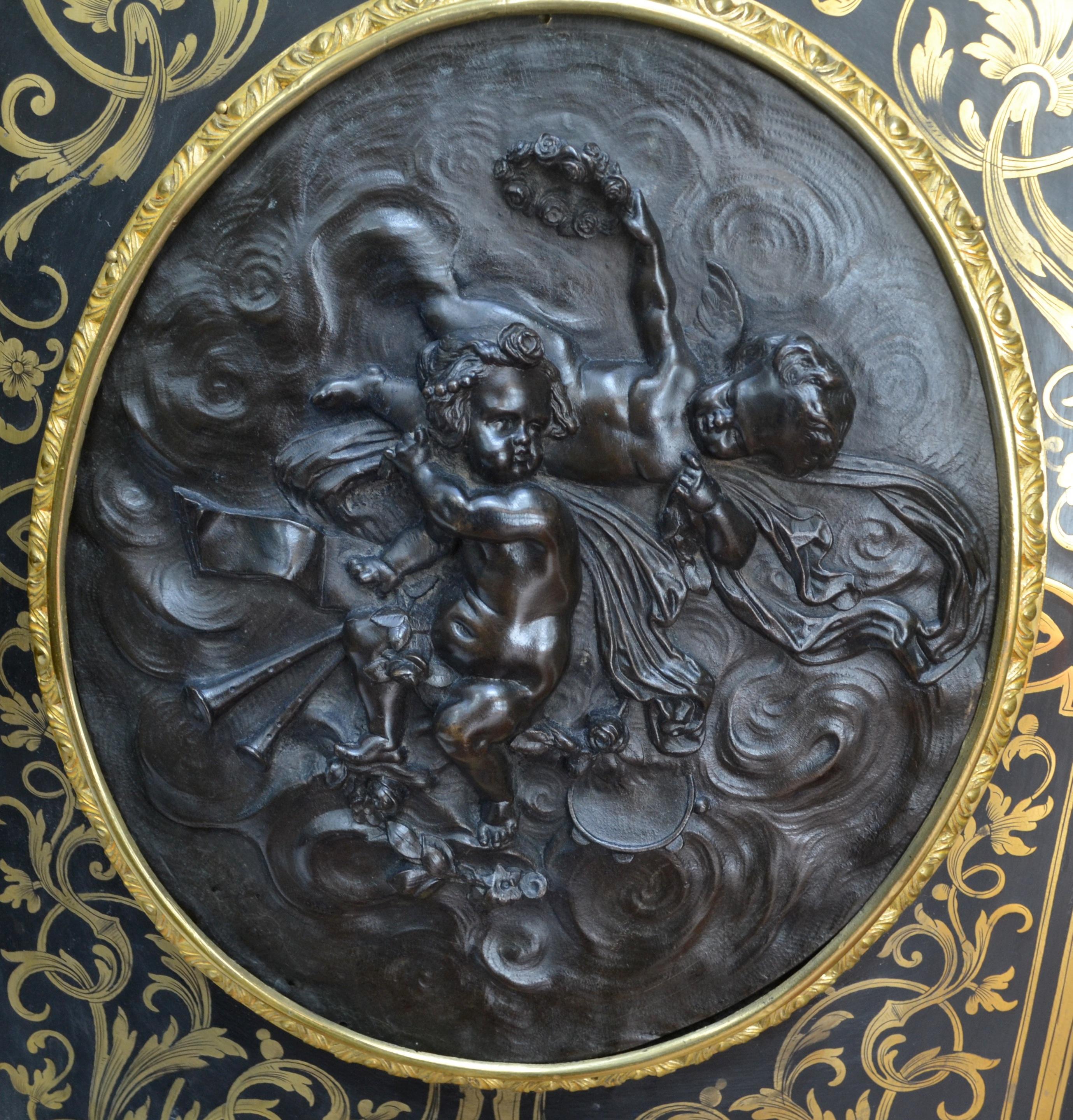 Napoiean III Brass Inlaid Gilt Bronze Mounted Ebonized Wood Cabinet 6