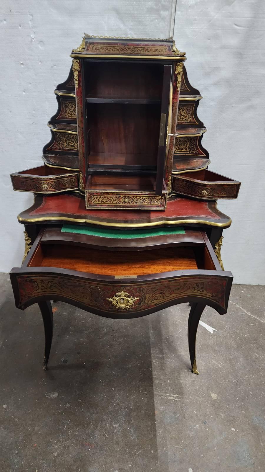 Napolean III Boulle Intarsien Bonheur Du Jour Schreibtisch (Napoleon III.) im Angebot