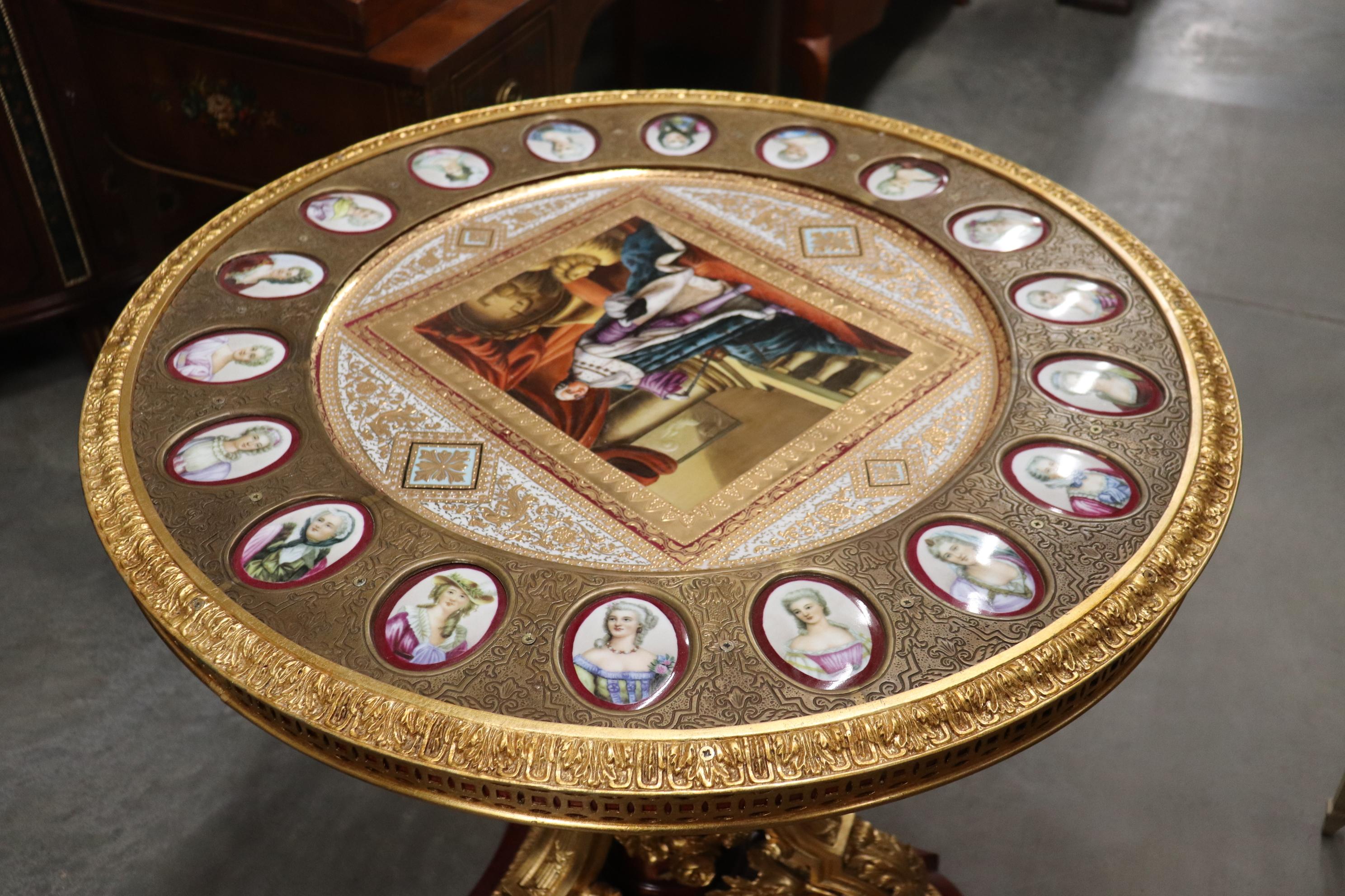 Napolean III Bronze Ormolu Mounted Center Table Sevres Style Porcelain Plaques 7