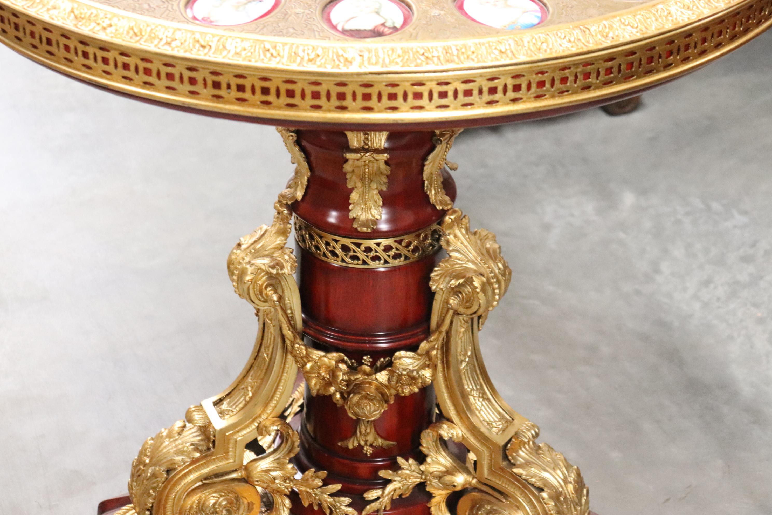 Napoleon III Napolean III Bronze Ormolu Mounted Center Table Sevres Style Porcelain Plaques