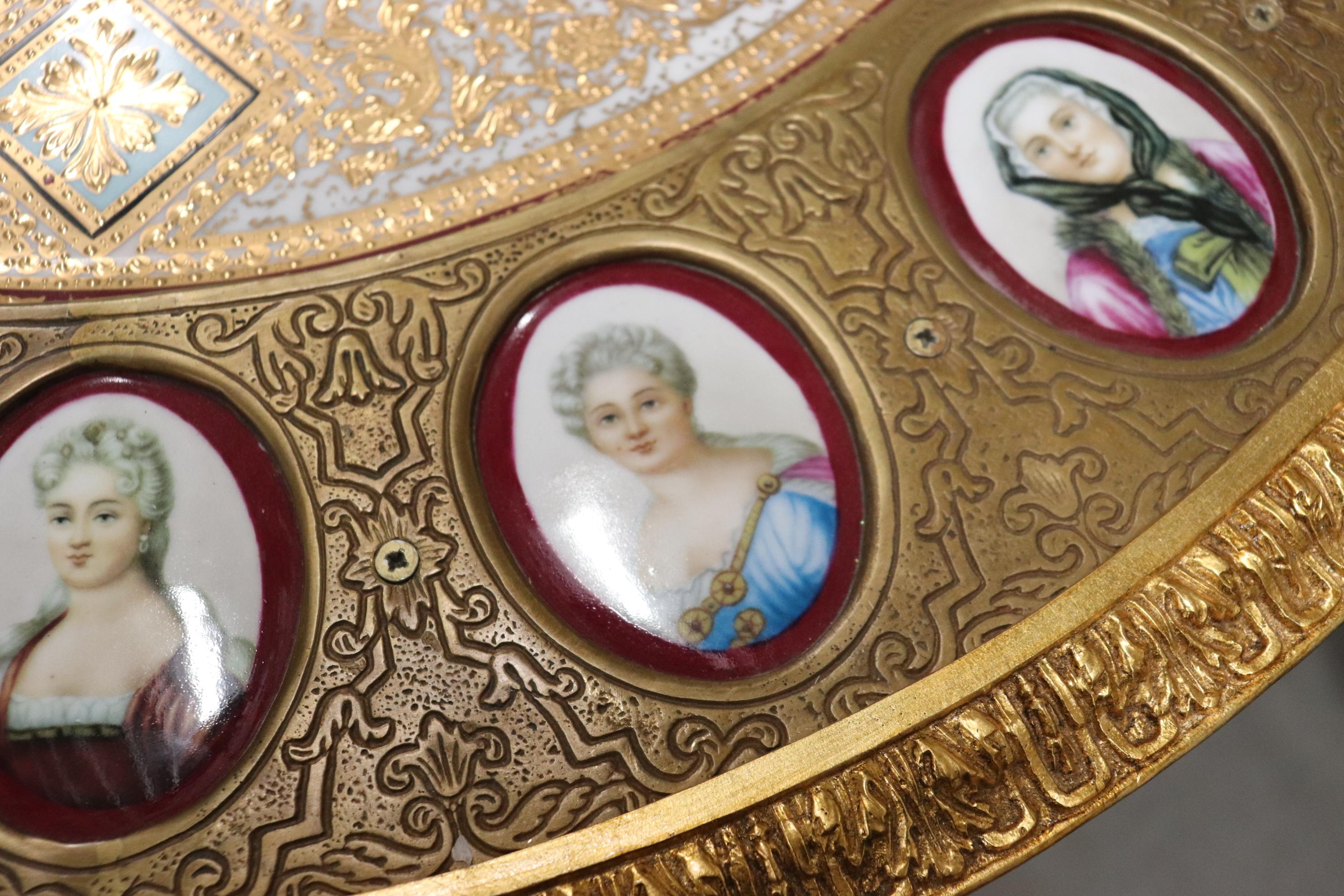 Napolean III Bronze Ormolu Mounted Center Table Sevres Style Porcelain Plaques In Good Condition In Swedesboro, NJ