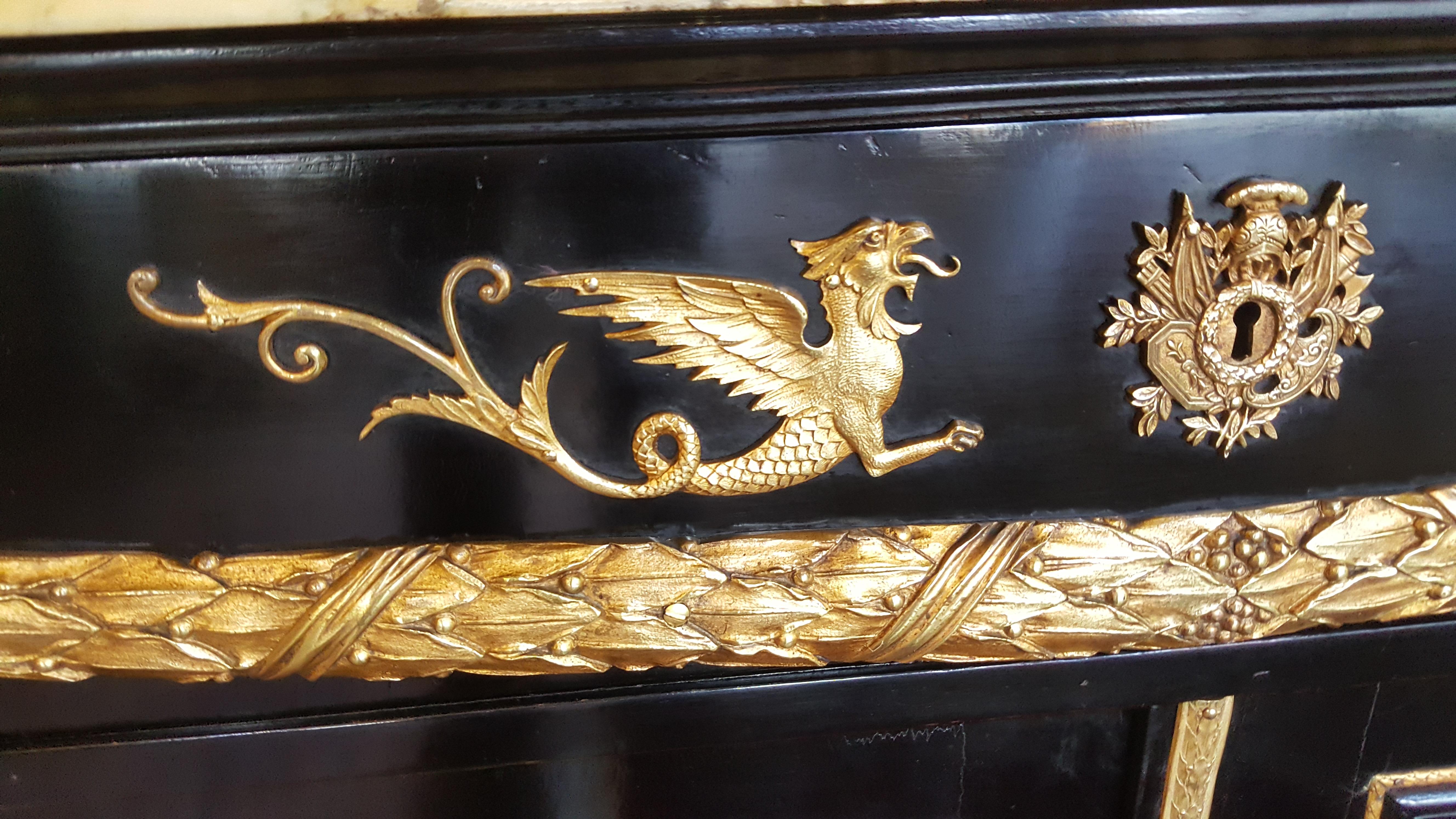 French Napolean III Ebonised Commode Cabinet