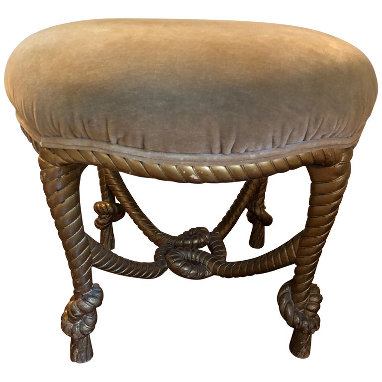 Napoleon III French Giltwood Rope Twisted Stool or Pouf, Mohair Upholstery  For Sale at 1stDibs | french stool