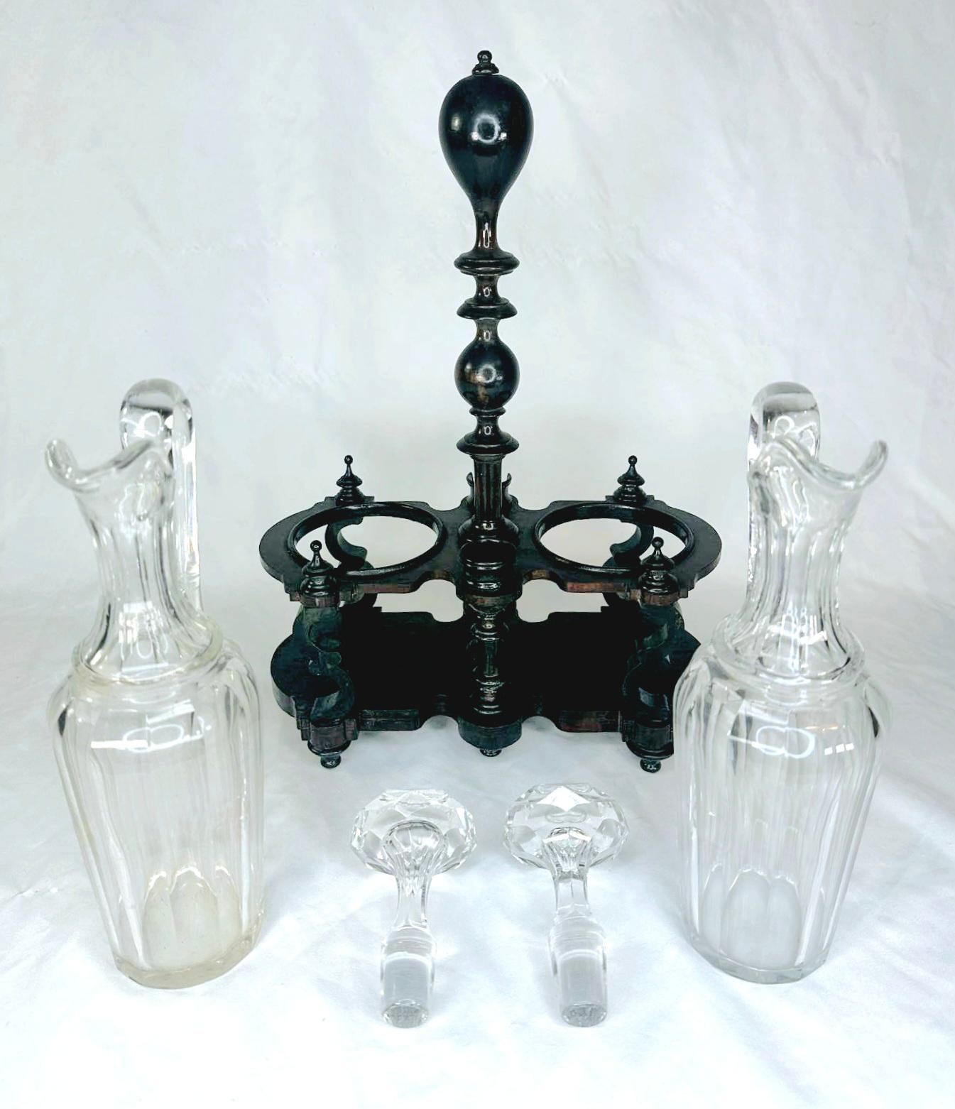 Napolean III French Turned Wood Ebonized Vinaigrier For Sale 1