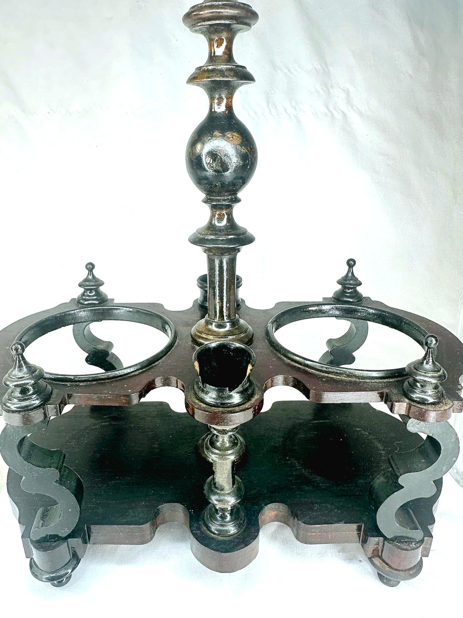 Napolean III French Turned Wood Ebonized Vinaigrier For Sale 2