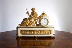 Napolean iii French White Marble and Ormolu Mantel Clock