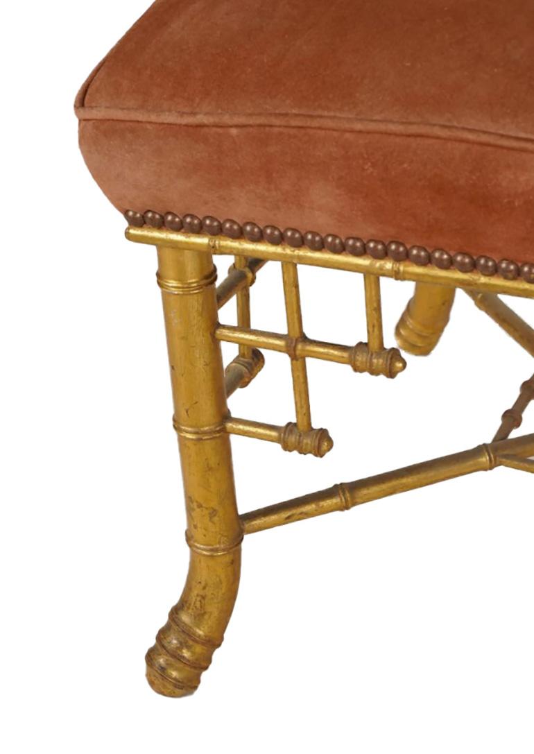 French Napolean III Gilt Bamboo Stool For Sale