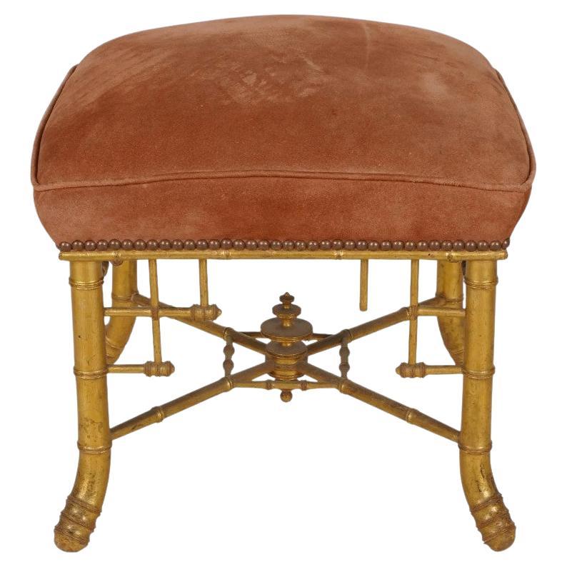 Napolean III Gilt Bamboo Stool For Sale