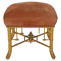 Tabouret en bambou doré Napoléon III