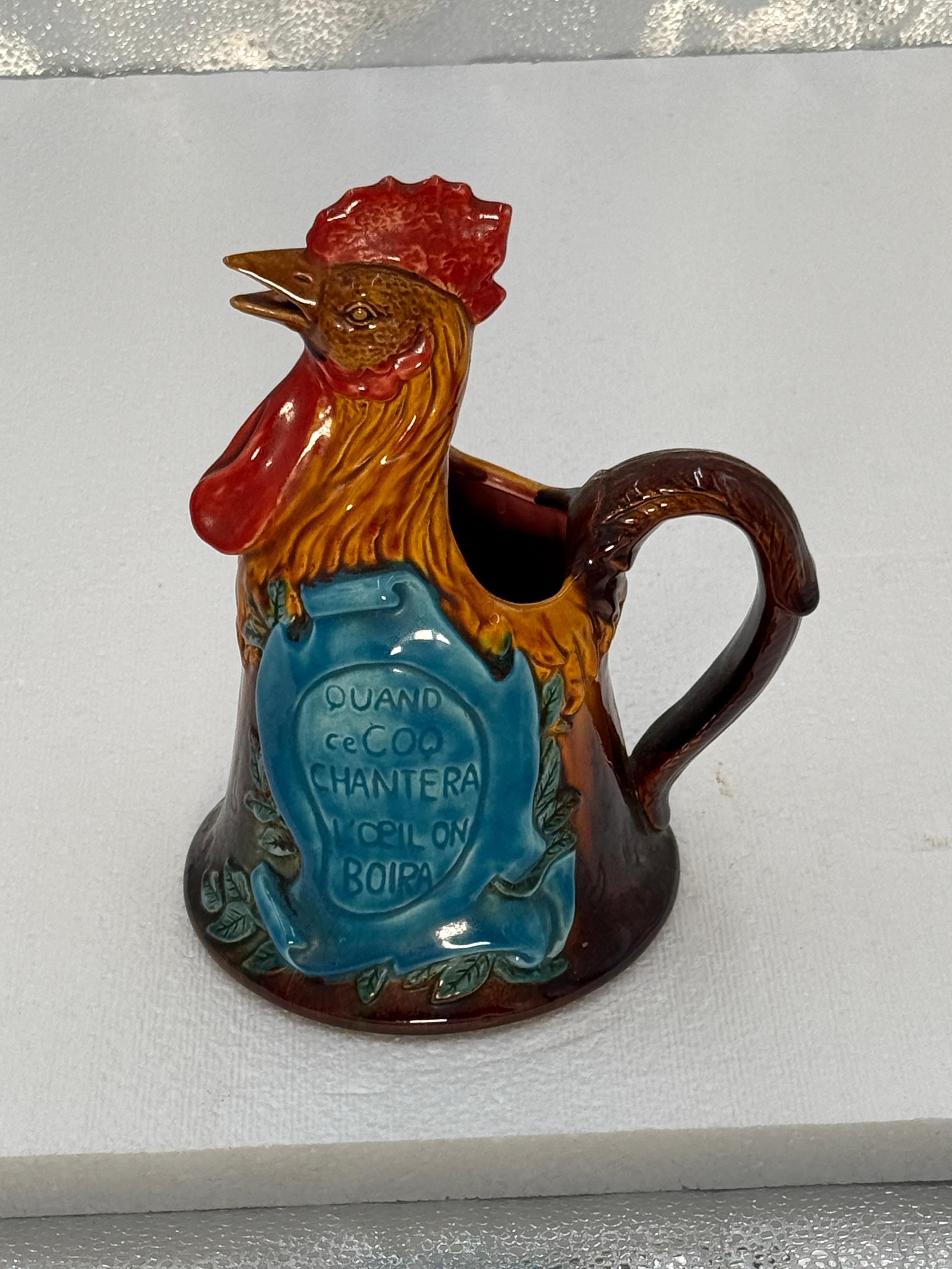 Napoléon III Fin du 19ème siècle Coq en majolique Bon état - En vente à Scottsdale, AZ