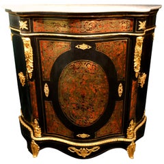 Napoleon III Serpentine Form Boulle, Gilt Bronze and Ebonized Wood Cabinet