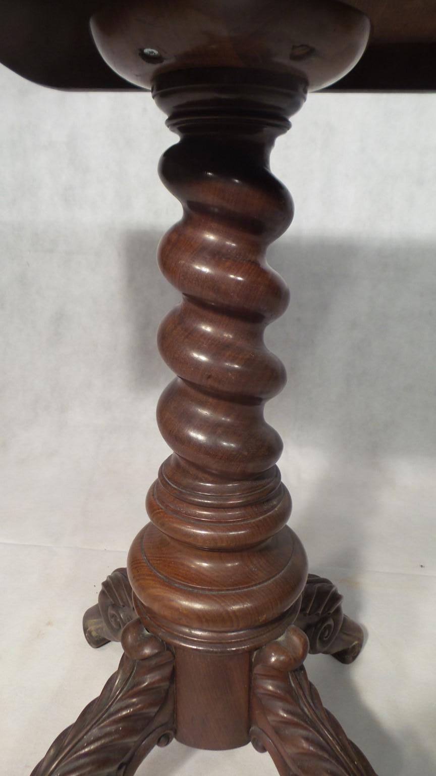 French Napoleon 111 Antique Mahogany Games Table Barley Twist Centre and Folding Top For Sale