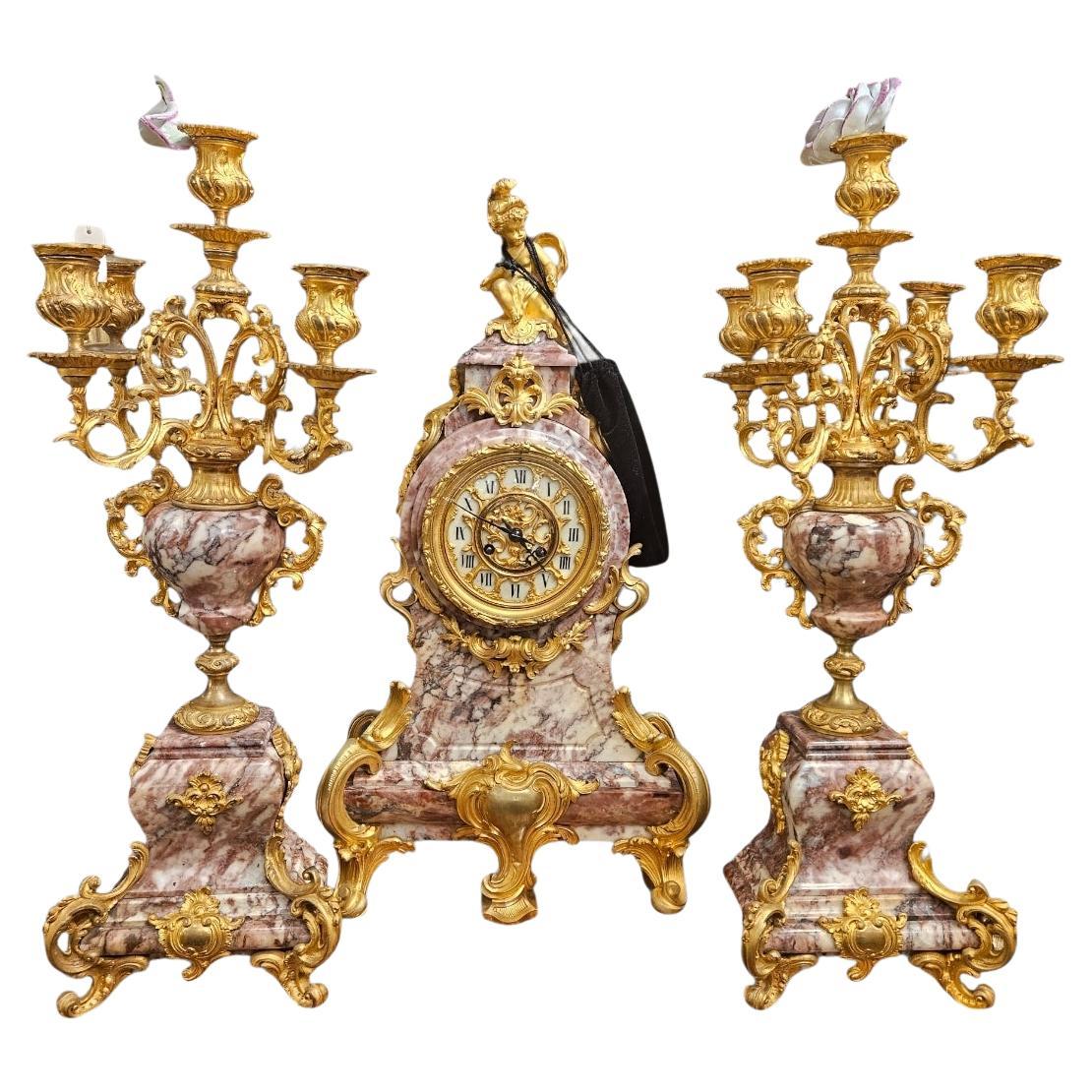 Napoleon 111 three piece clock set For Sale