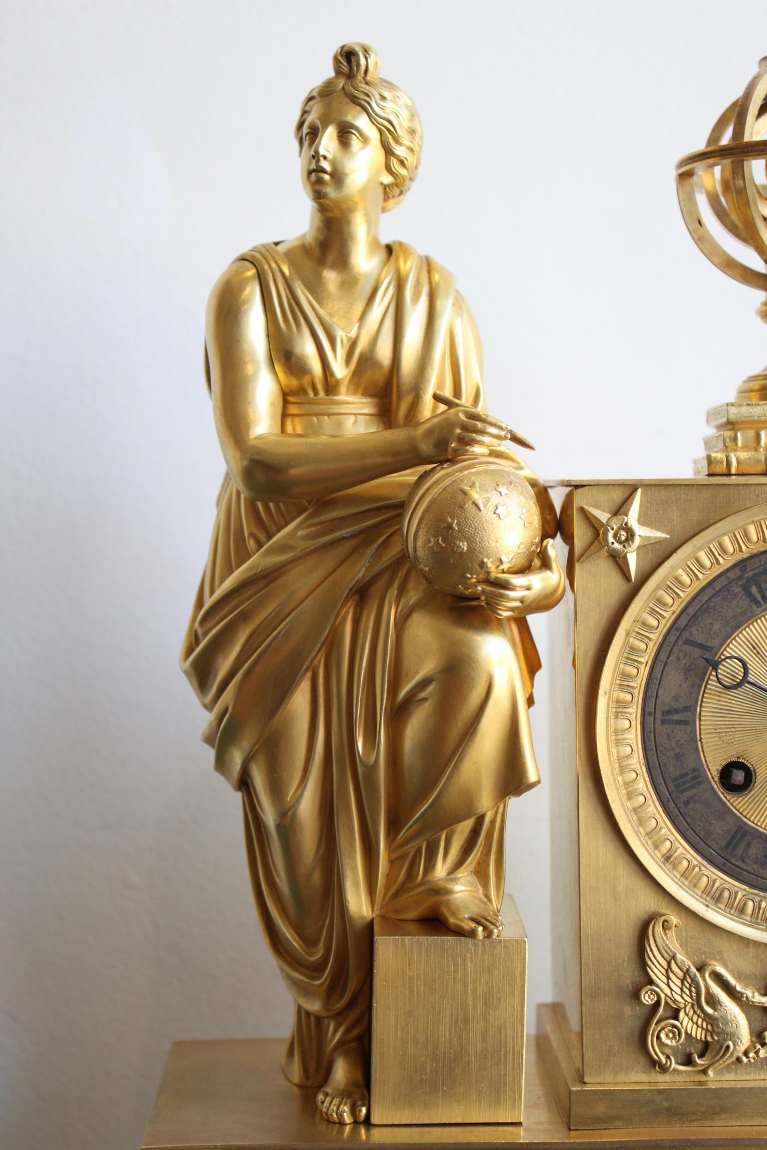 Gilt Napoleon 3 Astronomy Bronze Clock