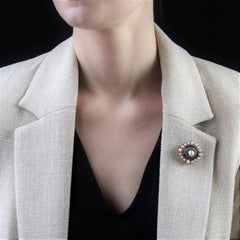 Napoleon 3 Diamonds Fine Pearls 18 Karat Yellow Gold Silver Brooch