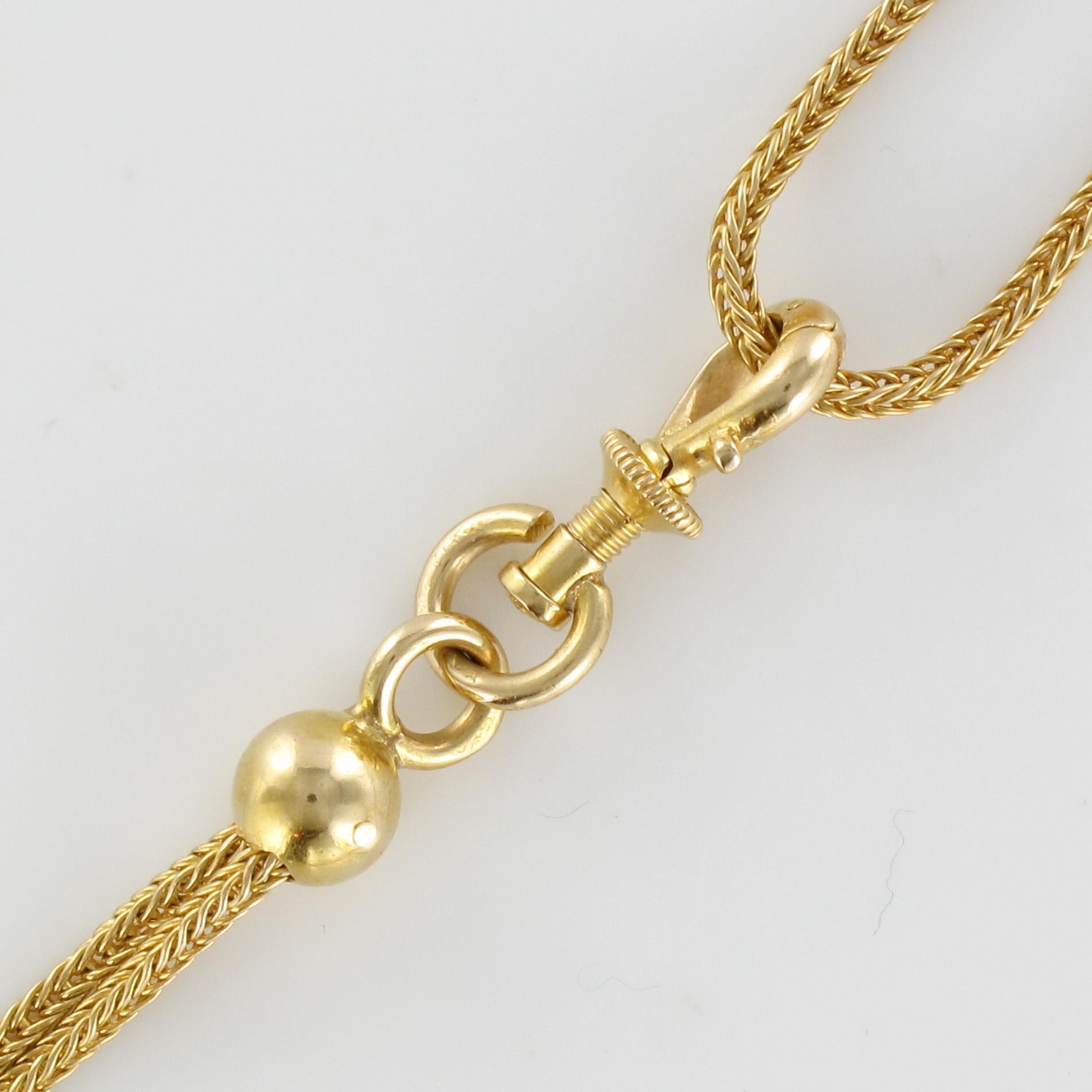 Women's Napoleon 3 French 18 Karat Yellow Gold Column Mesh Long Chain Necklace