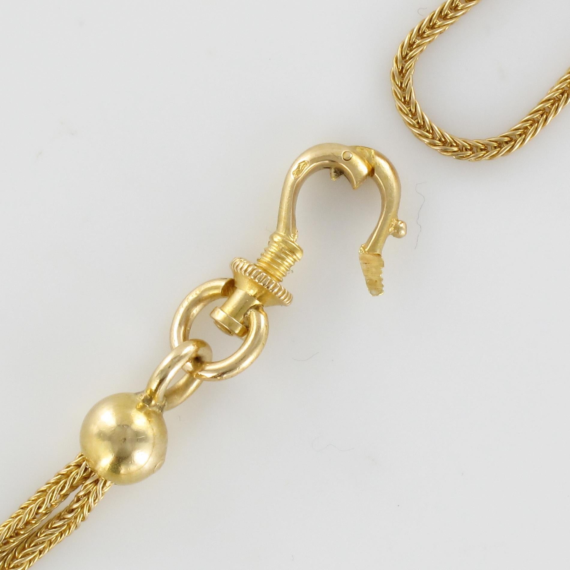 Napoleon 3 French 18 Karat Yellow Gold Column Mesh Long Chain Necklace 1