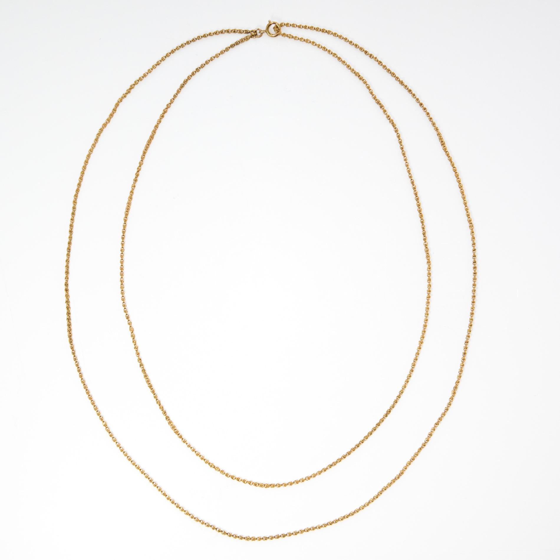 Napoleon 3 French 18 Karat Yellow Gold Long Chain Necklace 5