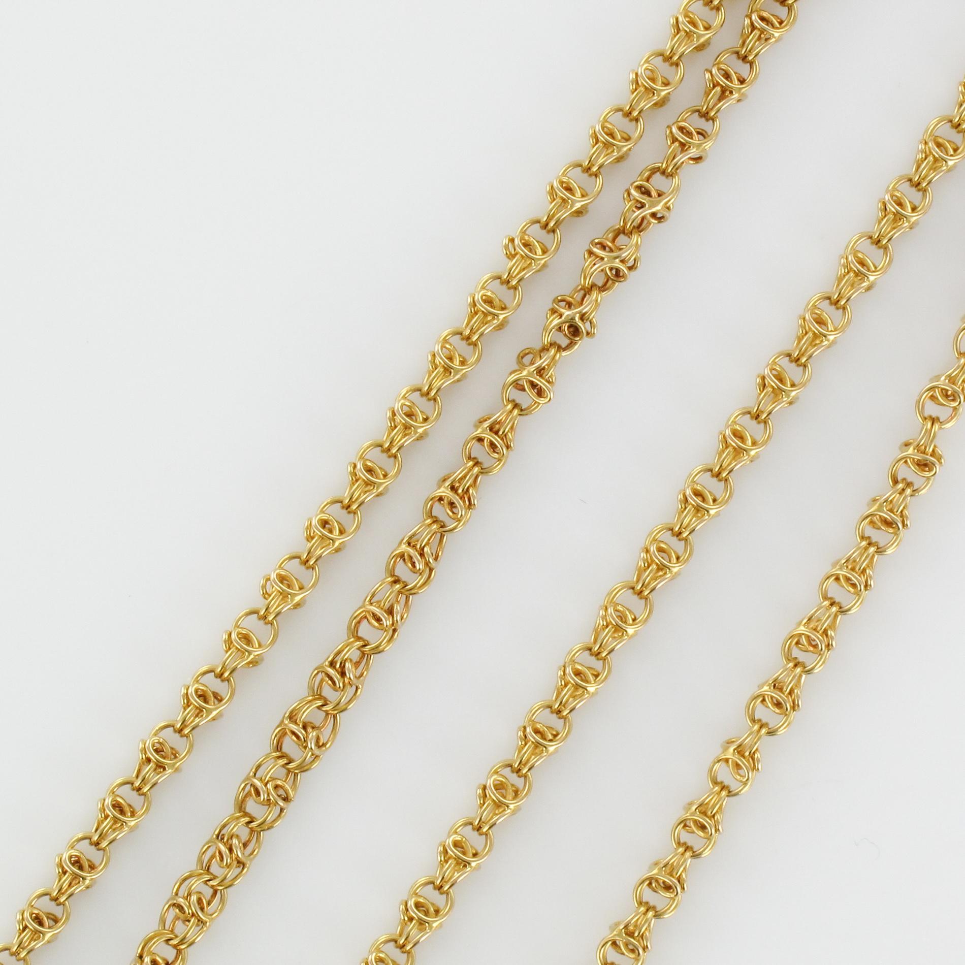 Napoleon 3 French 18 Karat Yellow Gold Long Chain Necklace 6