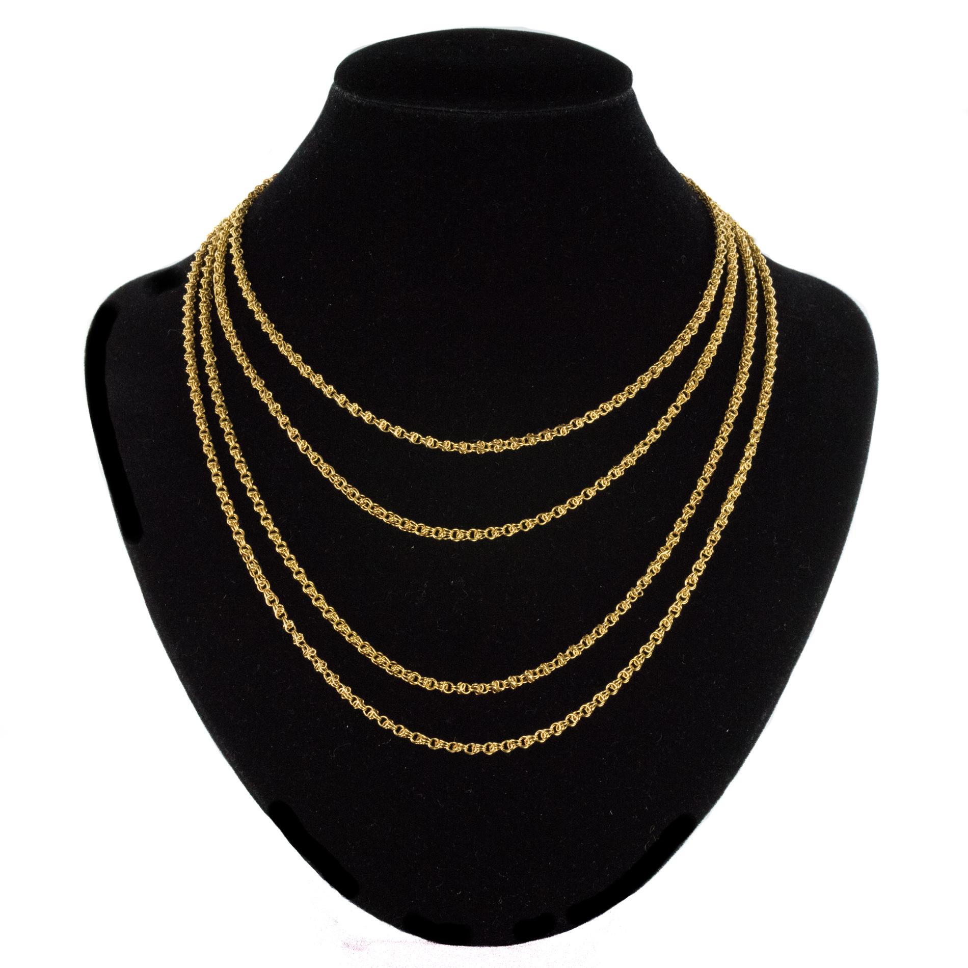 Napoleon 3 French 18 Karat Yellow Gold Long Chain Necklace 2