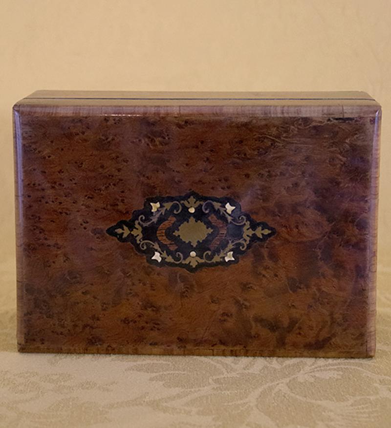 French Napoleon 3 Jewelry Box in Rosewood and Marquetry