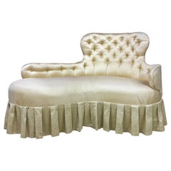 Napoleon 3 Style Sofa Covered with Satin, circa 1950, Baroque