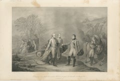 Napoleon and Francis II after Austerlitz, Antique French Engraving, circa 1840