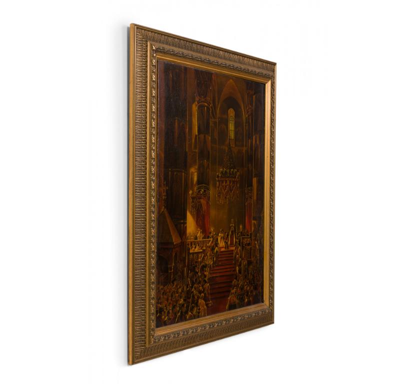 Copia de la pintura francesa que muestra la boda de Napoleón con Josefina en la catedral de Notre Dame.