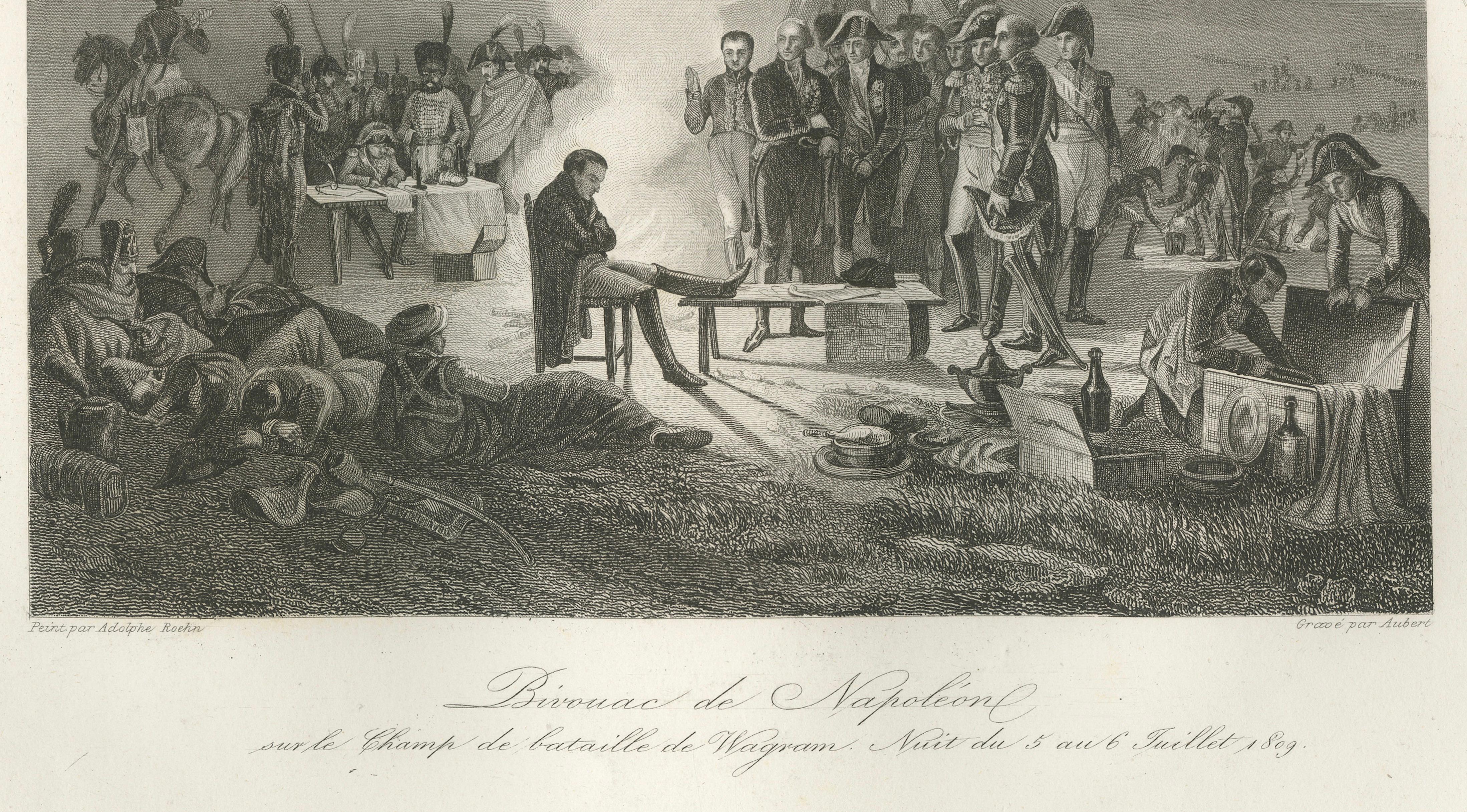 Napoleon at the Bivouac of Wagram – French Empire History Engraving, ca.1840