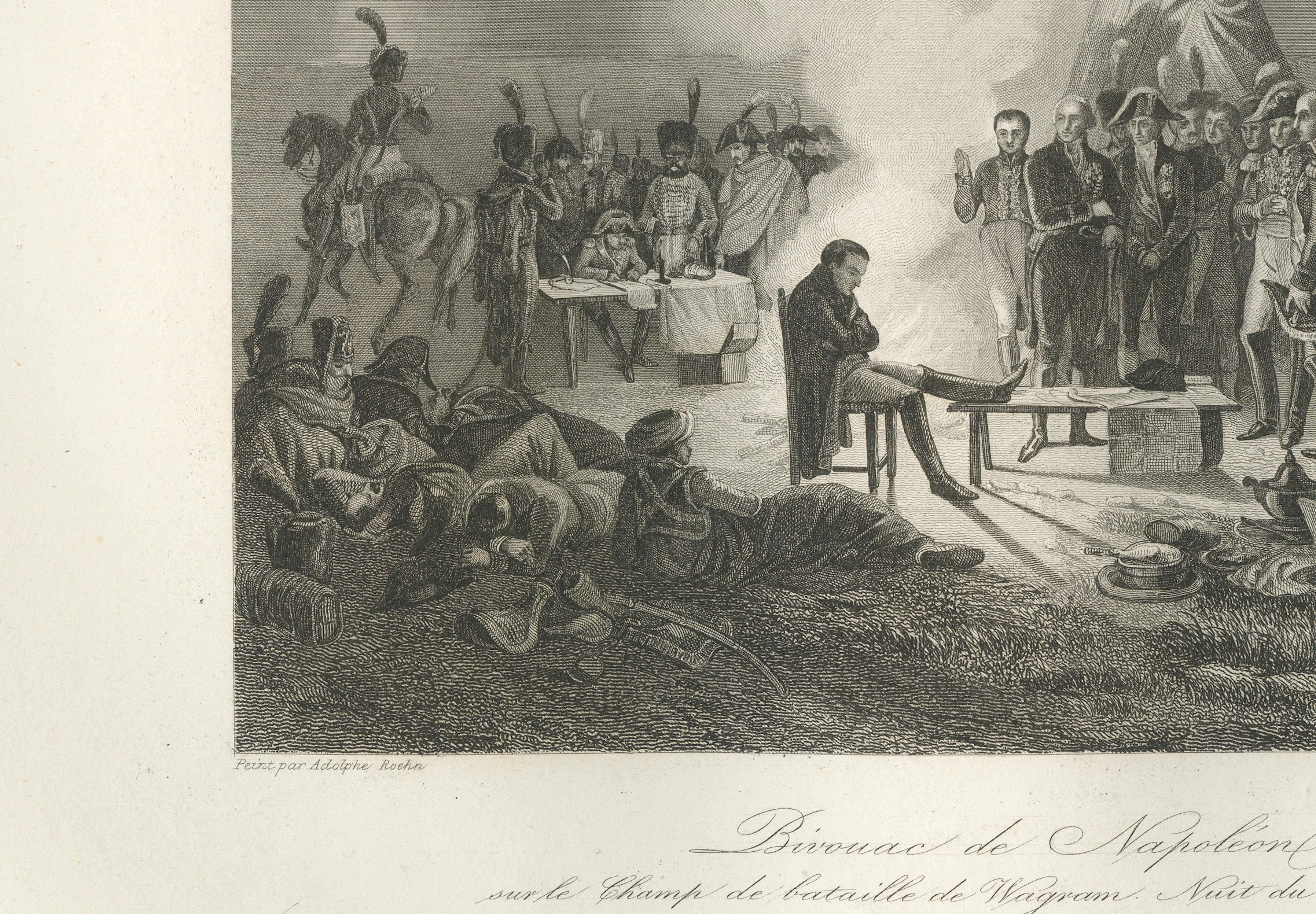 Napoleon at the Bivouac of Wagram – French Empire History Engraving, ca.1840