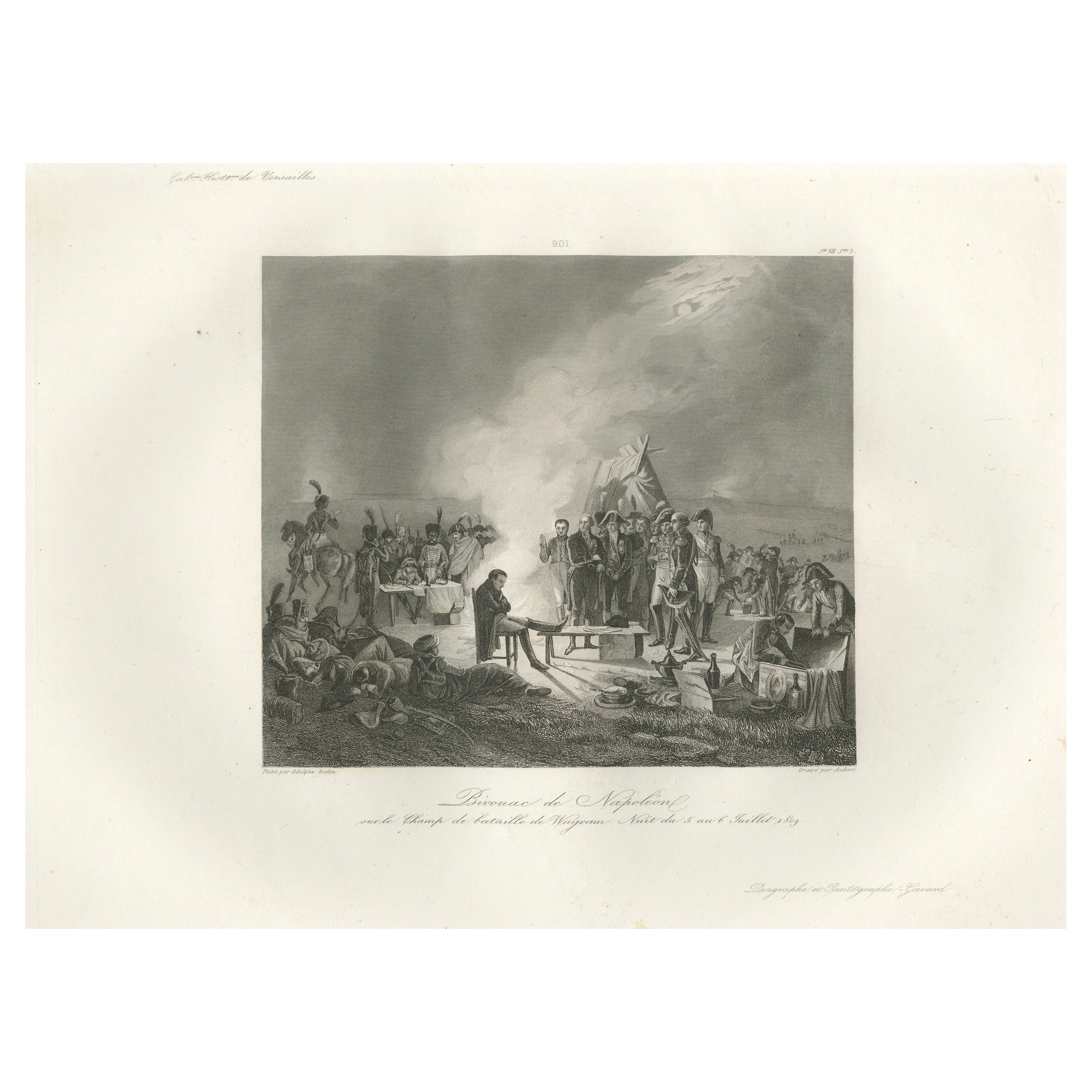 Napoleon at the Bivouac of Wagram – French Empire History Engraving, ca.1840
