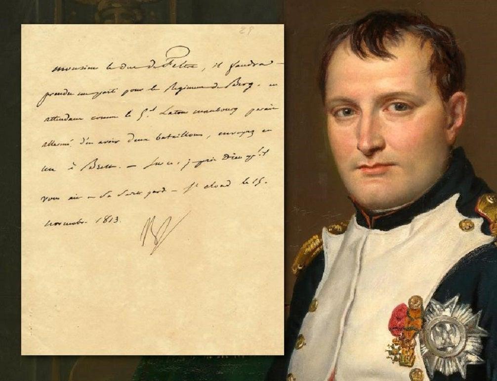 Napoleon Bonaparte Antique 1813 Signed Paper Note In Good Condition In Jersey, GB