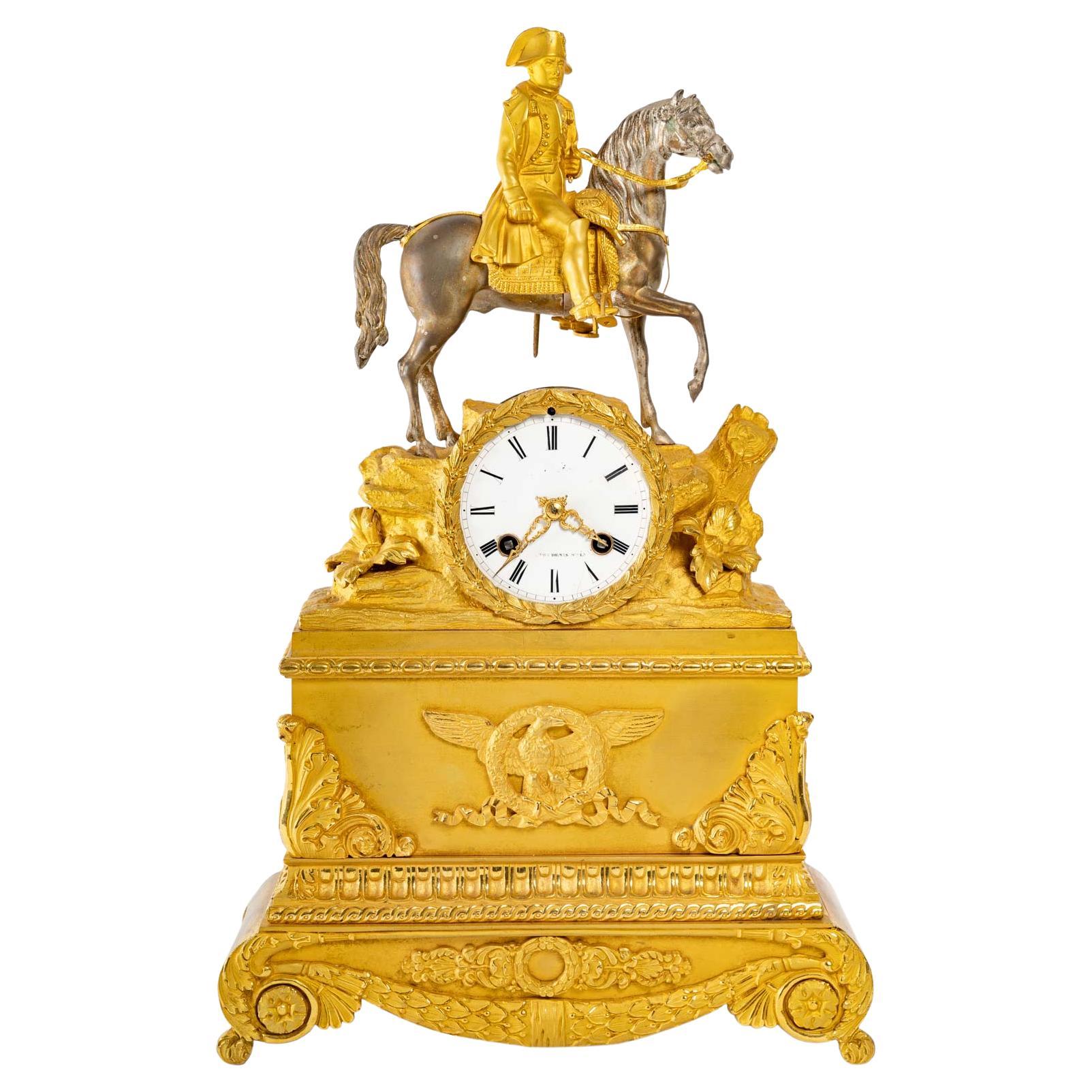Napoleon Bonaparte Gilt Bronze Clock of 19th Century