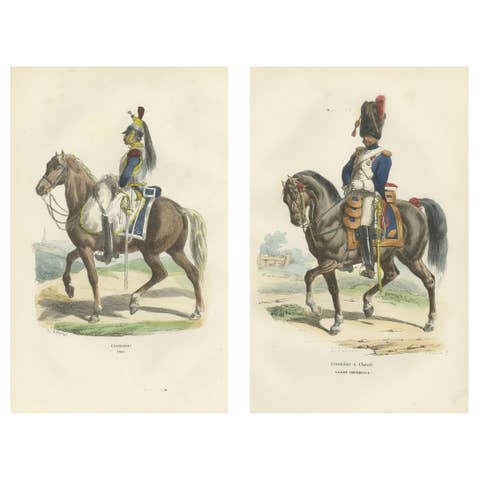 Napoleon Bonaparte Imperial Guard Cavalry Prints by Horace Vernet, 1843