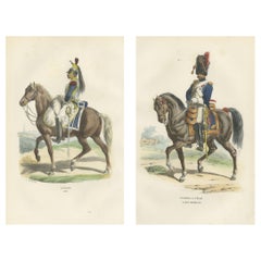 Napoleon Bonaparte Kaiserliche Garde Kavallerie Drucke von Horace Vernet, 1843
