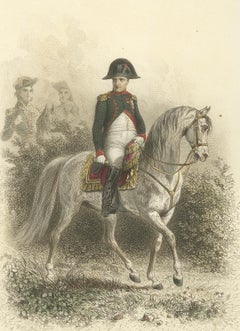 Napoleon Bonaparte on Horseback – Imperial Guard Lithograph, 1859