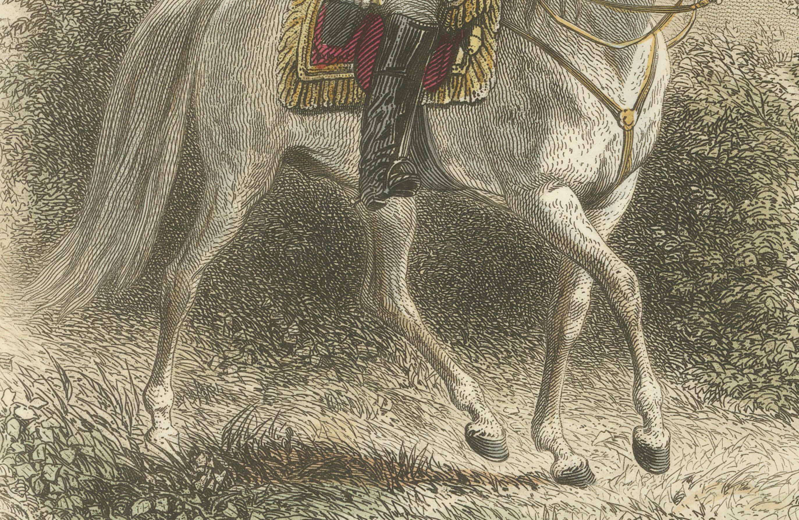 Milieu du XIXe siècle Napoleon Bonaparte on Horseback – Imperial Guard Lithograph, 1859 en vente