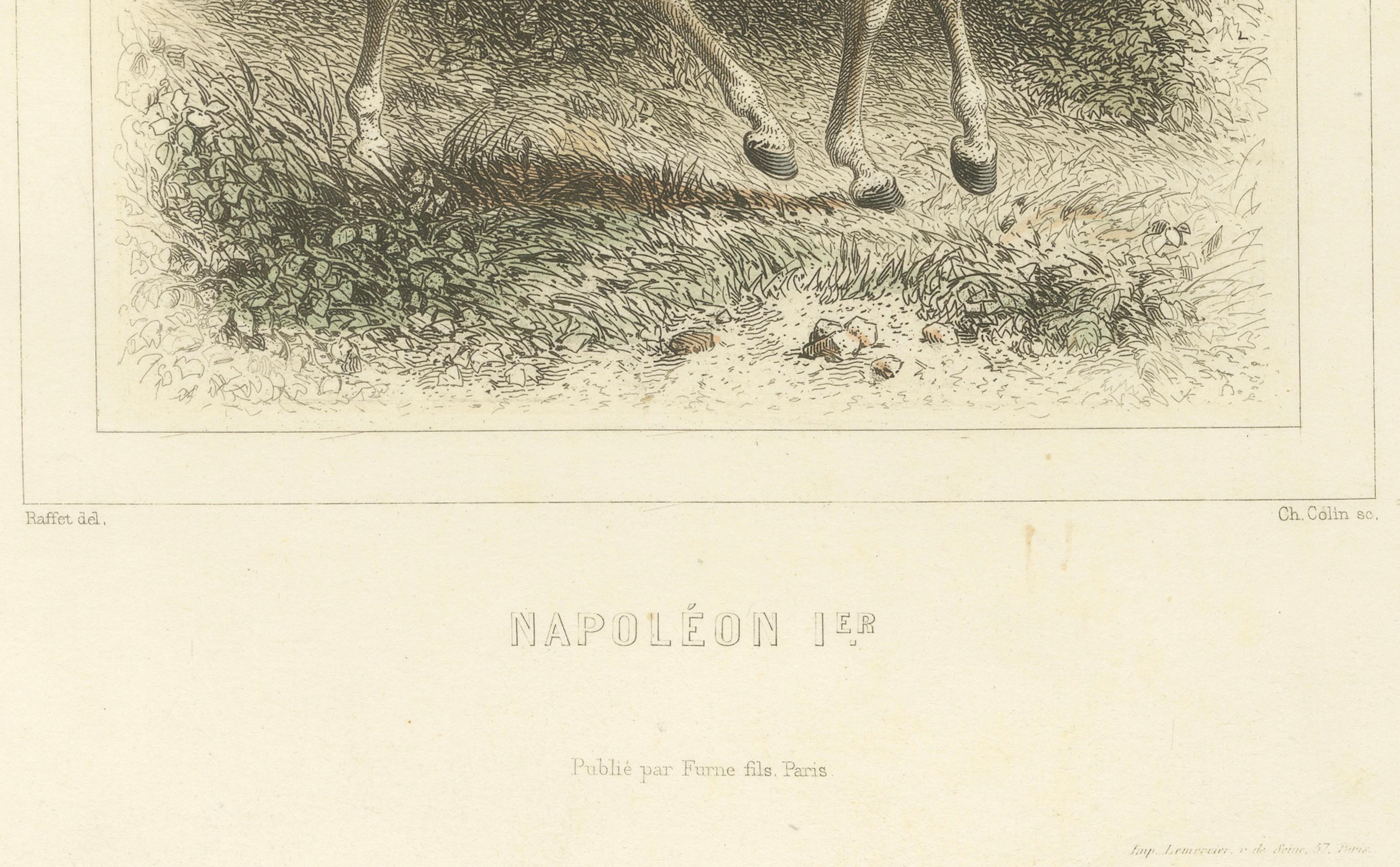 Papier Napoleon Bonaparte on Horseback – Imperial Guard Lithograph, 1859 en vente