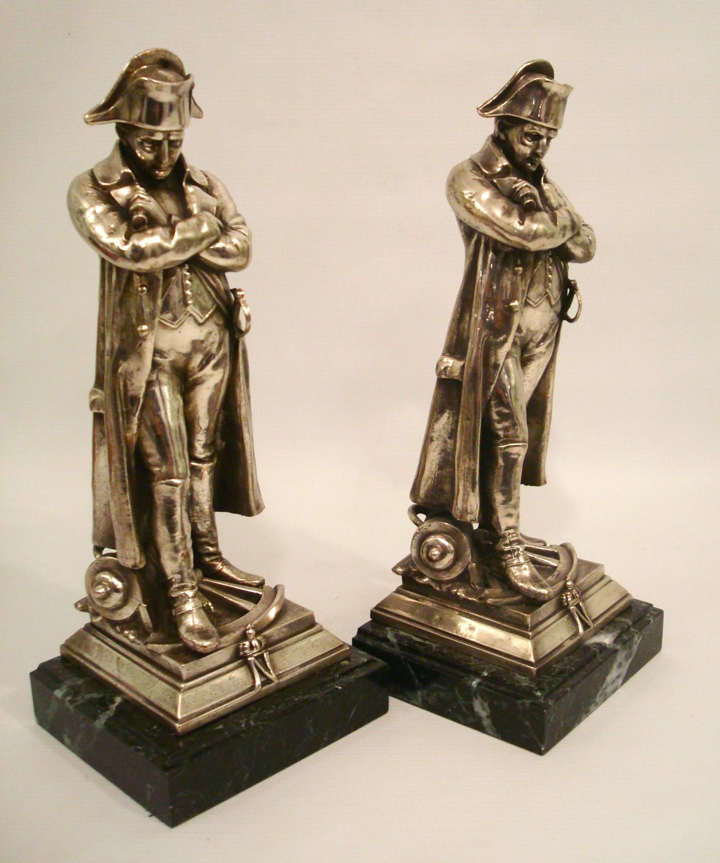 Silvered Napoleon Bonaparte Sculptures - Bookends - France 1910´s For Sale