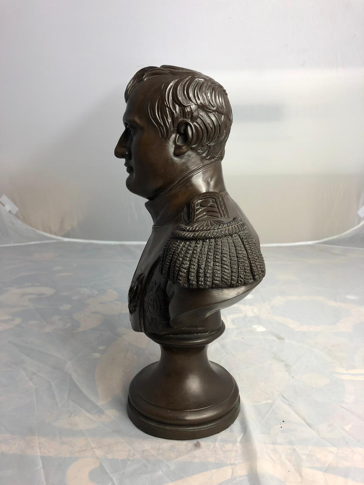 A stunning Napoleon bronze bust, 20th century. 

Napoleon Bonaparte (15 August 1769 – 5 May 1821) was a French statesman and military leader who rose to prominence during the French Revolution and led several successful campaigns during the French