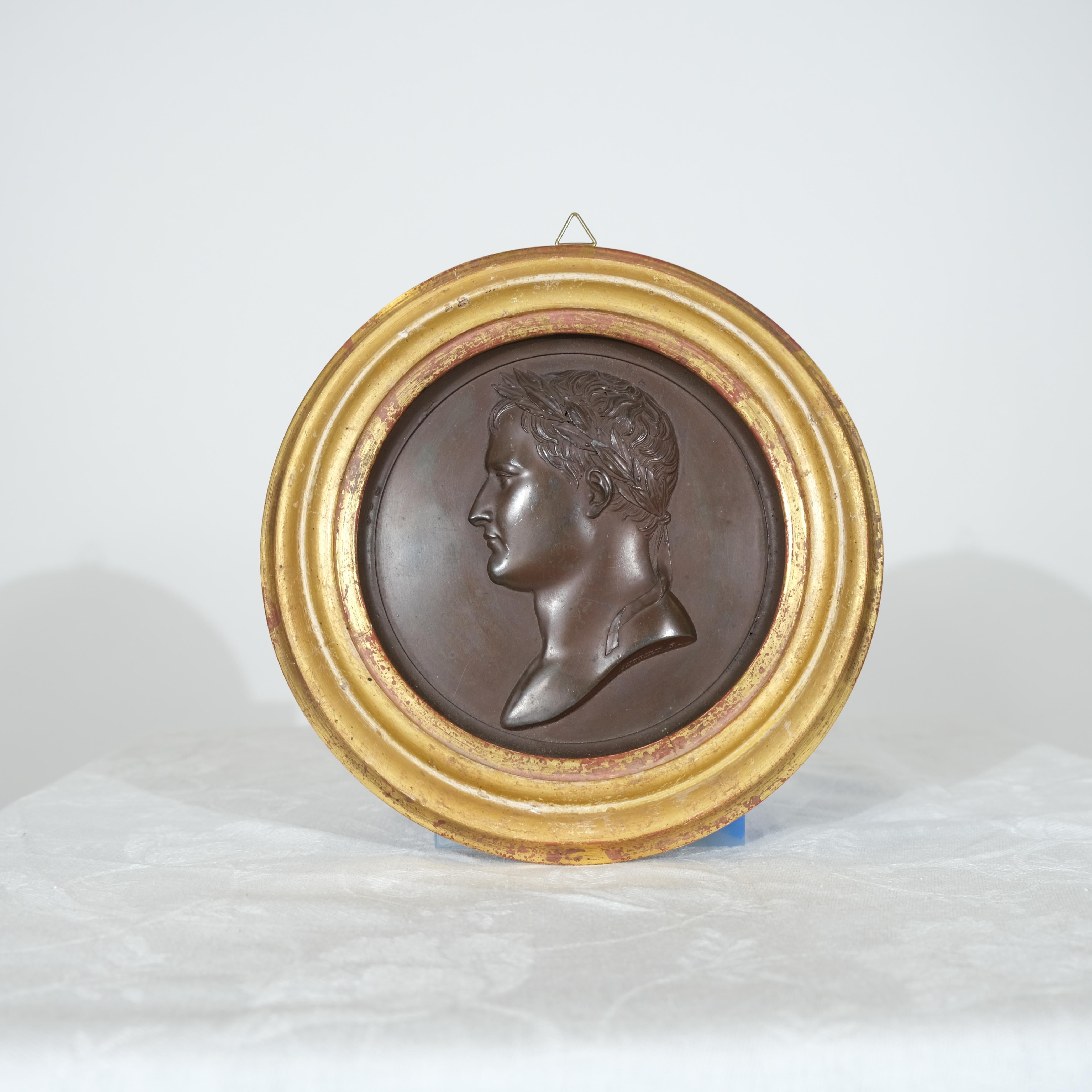 French Napoleon bronze Medallion by J.B.  Andrieu (1761-1822).