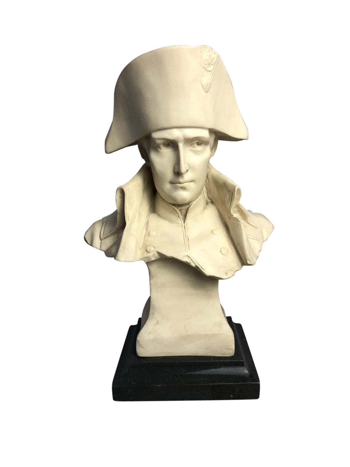 A wonderful 20th century French bust of Emperor Napoleon I. The artist has really captured the likeness of this great historical figure with skill.
Made from marble composite.