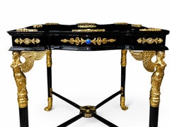 Napoleon Chess Table with Goddess Victoria in Sterling Silver, 24K Vermeil