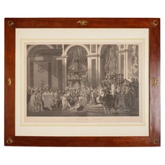 Napoléon à la cour de Josephine - Impression ancienne avec armoiries