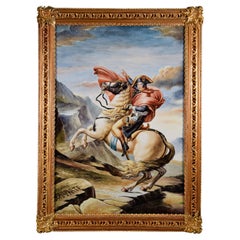Napoleon Crossing the Alps, Oil on Porcelain, 20th Century, After David